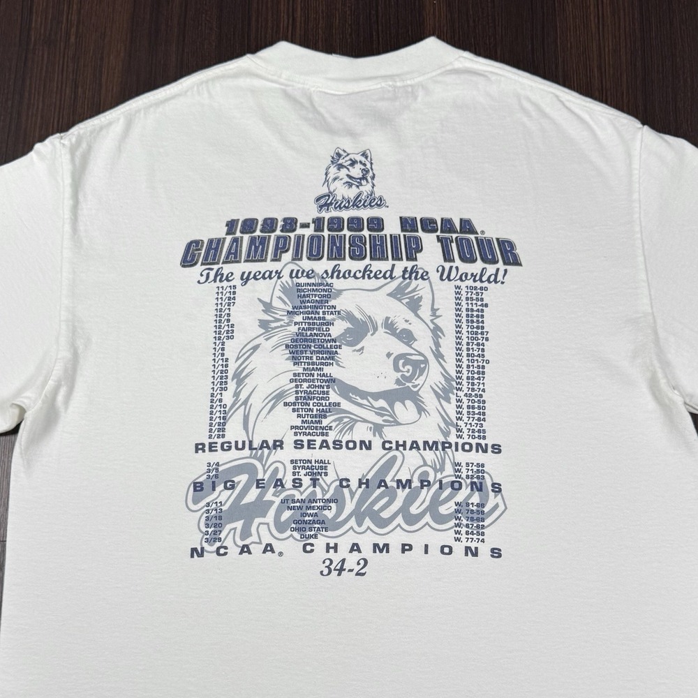 +VTG 1999 UCONN Huskies Basketball NCAA Champions Shirt L - SIGNED Ricky Moore - Picture 7 of 12